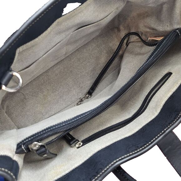 Vintage Dooney & Bourke Black Satchel Logo Canvas, Lock Clasp, Crossbody Strap - Picture 6 of 15